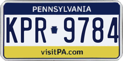 PA license plate KPR9784