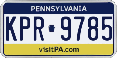 PA license plate KPR9785