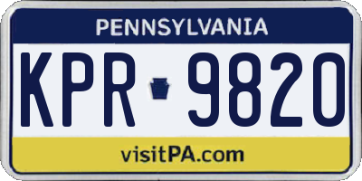 PA license plate KPR9820
