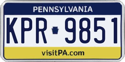 PA license plate KPR9851
