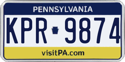 PA license plate KPR9874