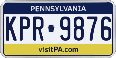 PA license plate KPR9876