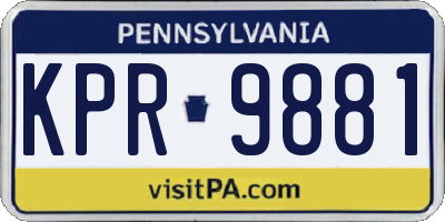 PA license plate KPR9881