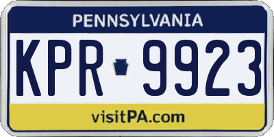 PA license plate KPR9923