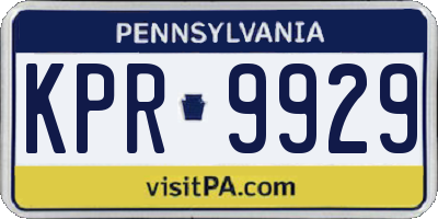 PA license plate KPR9929