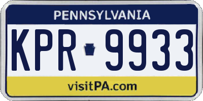 PA license plate KPR9933