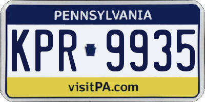 PA license plate KPR9935