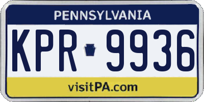PA license plate KPR9936
