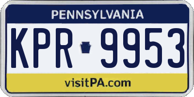 PA license plate KPR9953