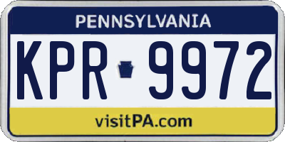 PA license plate KPR9972