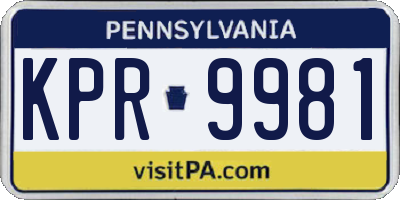PA license plate KPR9981