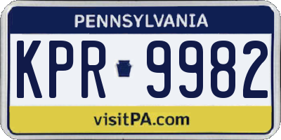 PA license plate KPR9982
