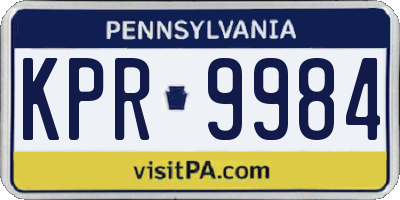 PA license plate KPR9984