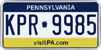 PA license plate KPR9985