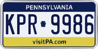 PA license plate KPR9986