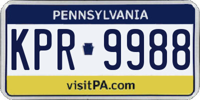 PA license plate KPR9988