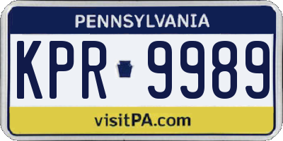PA license plate KPR9989