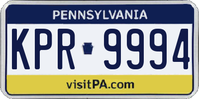 PA license plate KPR9994