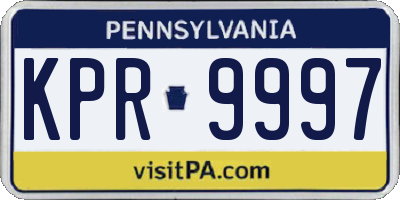 PA license plate KPR9997
