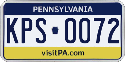 PA license plate KPS0072