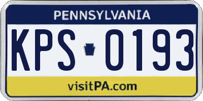 PA license plate KPS0193