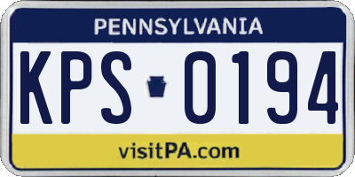 PA license plate KPS0194