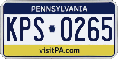 PA license plate KPS0265