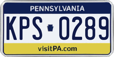 PA license plate KPS0289