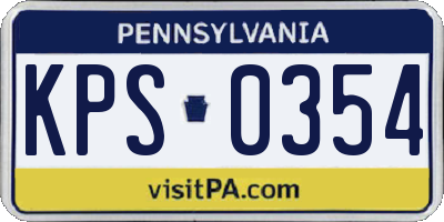 PA license plate KPS0354