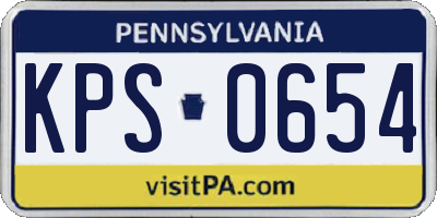PA license plate KPS0654