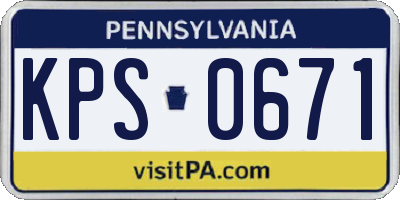 PA license plate KPS0671
