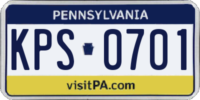 PA license plate KPS0701