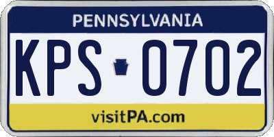 PA license plate KPS0702