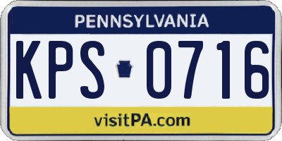 PA license plate KPS0716