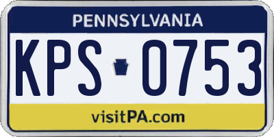 PA license plate KPS0753