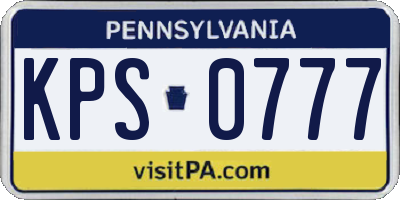 PA license plate KPS0777