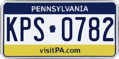 PA license plate KPS0782