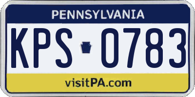 PA license plate KPS0783