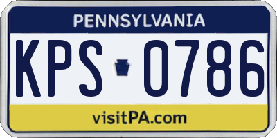 PA license plate KPS0786