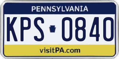 PA license plate KPS0840