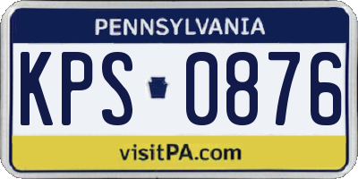 PA license plate KPS0876