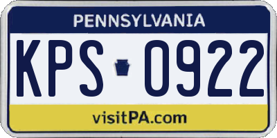 PA license plate KPS0922
