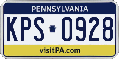 PA license plate KPS0928