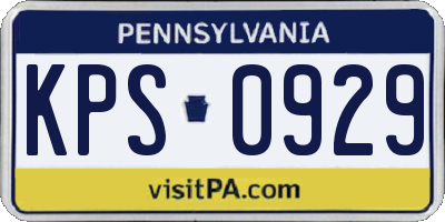 PA license plate KPS0929