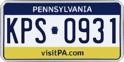 PA license plate KPS0931