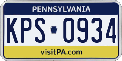 PA license plate KPS0934