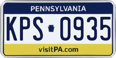 PA license plate KPS0935