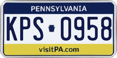 PA license plate KPS0958