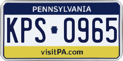 PA license plate KPS0965