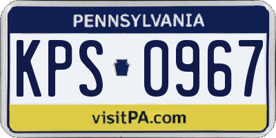 PA license plate KPS0967